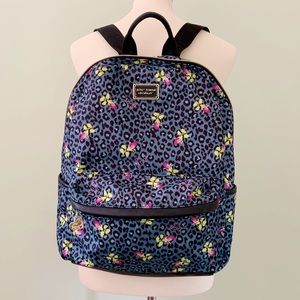 Betsey Johnson Backpack Blue Cheetah Print Flowers